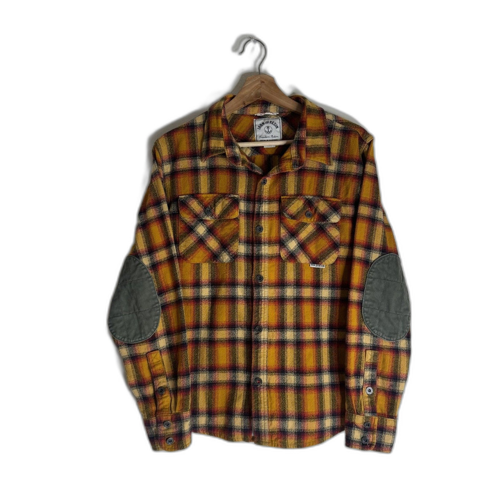 Iron and‎ Resin Shirt Mens Small Flannel Elbow Patches Made in USA Button Down